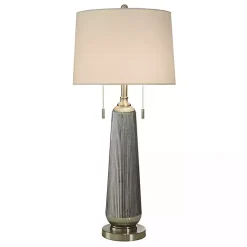 Outlet Kirklands Home Silver Ribbed Glass Table Lamp White