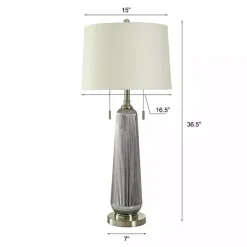 Outlet Kirklands Home Silver Ribbed Glass Table Lamp White