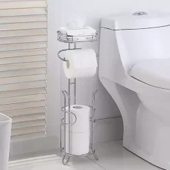Online Kirklands Home Toilet Paper Storage Stand with Basket Silver