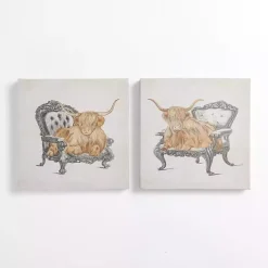 Outlet Kirklands Home Sitting Pretty Cows Canvas Art Prints, Set of 2