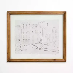 Outlet Kirklands Home Sketched City Street Framed Art Print White