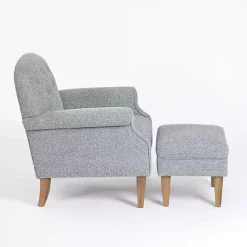 Best Kirklands Home Sky Boucle Tufted Chair & Ottoman Set Blue