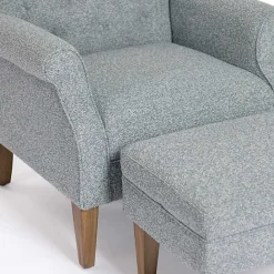 Best Kirklands Home Sky Boucle Tufted Chair & Ottoman Set Blue