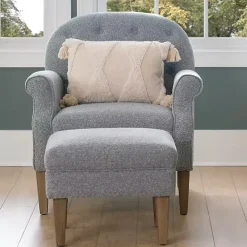 Best Kirklands Home Sky Boucle Tufted Chair & Ottoman Set Blue