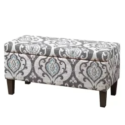 Kirklands Home Slate Blue Ikat Storage Ottoman