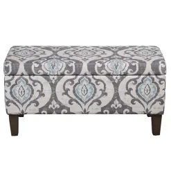 Kirklands Home Slate Blue Ikat Storage Ottoman