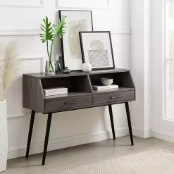 Sale Kirklands Home Slate 2-Drawer Henry Console Table Gray