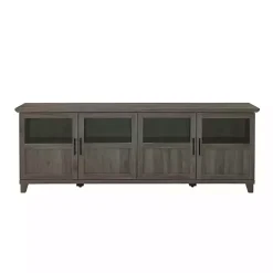 Best Kirklands Home Slate Glass Paneled Door TV Stand Gray