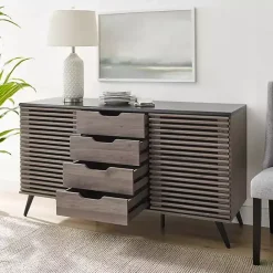 Best Kirklands Home Slate Slatted 4-Drawer Cabinet Gray