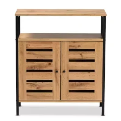 Outlet Kirklands Home Slatted Oak Wood Cabinet
