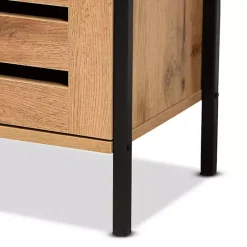 Outlet Kirklands Home Slatted Oak Wood Cabinet
