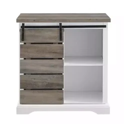 Kirklands Home Slatted Sliding Barn Door White and Cabinet Gray