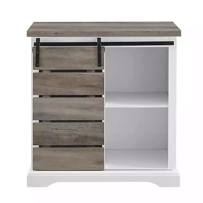 Kirklands Home Slatted Sliding Barn Door White and Cabinet Gray