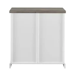 Kirklands Home Slatted Sliding Barn Door White and Cabinet Gray