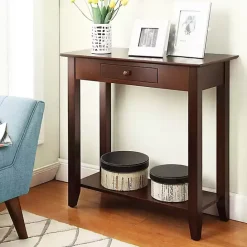 Online Kirklands Home Slim Single Drawer Console Table Brown