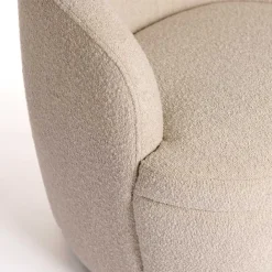 Discount Kirklands Home Small Round Sand Boucle Swivel Accent Chair Tan