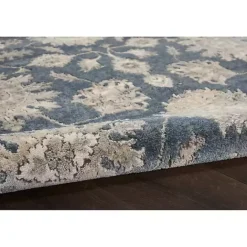 New Kirklands Home Smokey Blue and Ivory Floral Runner, 2x7