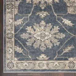 Kirklands Home Smokey Blue and Ivory Floral Area Rug, 6x9