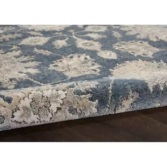 Kirklands Home Smokey Blue and Ivory Floral Area Rug, 6x9