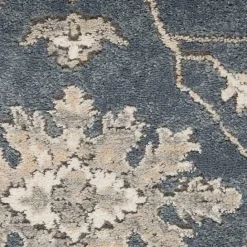 Kirklands Home Smokey Blue and Ivory Floral Area Rug, 6x9