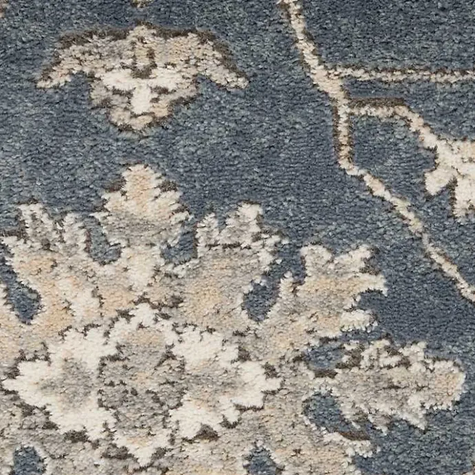 Kirklands Home Smokey Blue and Ivory Floral Area Rug, 6x9