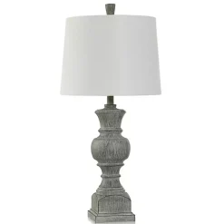 New Kirklands Home Smokey Slate Gray Baluster Grain Table Lamp White