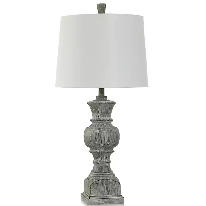 New Kirklands Home Smokey Slate Gray Baluster Grain Table Lamp White