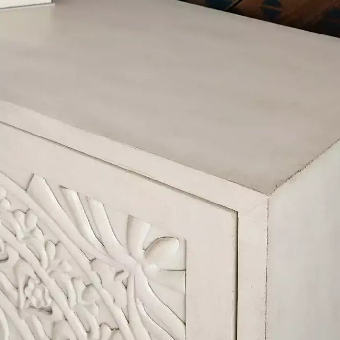 New Kirklands Home Smokey Resin Medallion Door Cabinet White