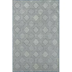 Kirklands Home Smoky Blue Geometric Indoor/Outdoor Area Rug, 5x7