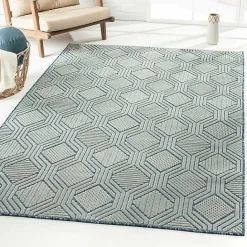 Kirklands Home Smoky Blue Geometric Indoor/Outdoor Area Rug, 5x7