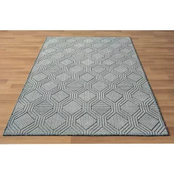 Kirklands Home Smoky Blue Geometric Indoor/Outdoor Area Rug, 5x7