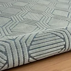 Kirklands Home Smoky Blue Geometric Indoor/Outdoor Area Rug, 5x7