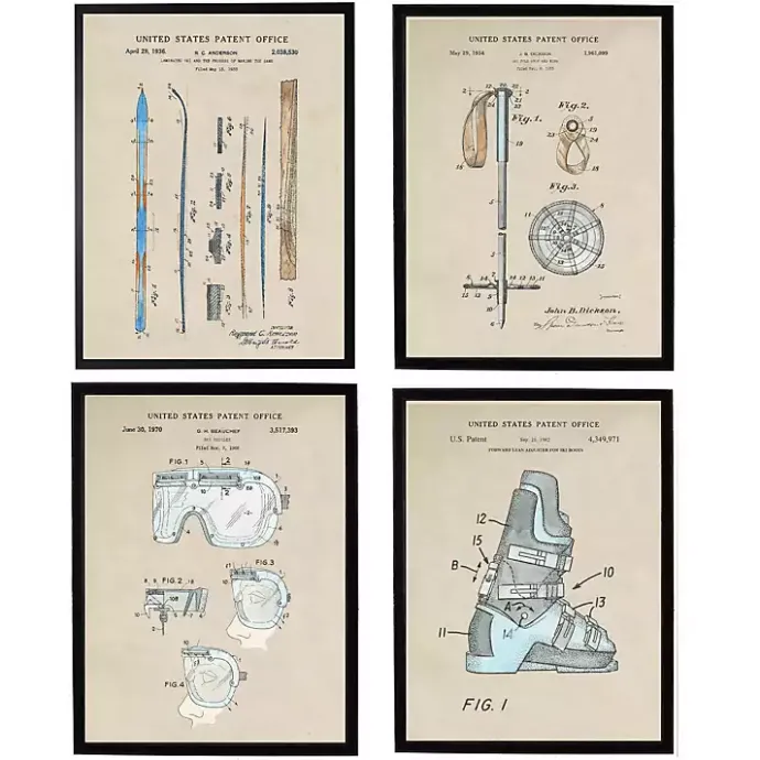 Outlet Kirklands Home Snow Skiing Patents Framed Art Prints Multi