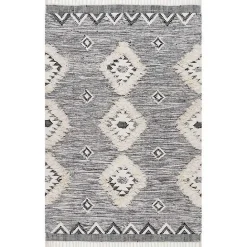 New Kirklands Home Sofia Moroccan Fringe Area Rug, 5x8 Gray