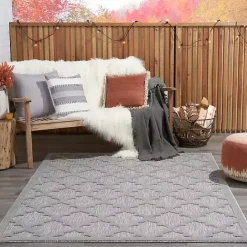 Discount Kirklands Home Soft Silver Trellis Outdoor Area Rug, 4x6