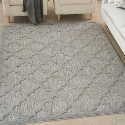 Discount Kirklands Home Soft Silver Trellis Outdoor Area Rug, 4x6