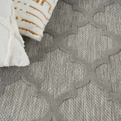Discount Kirklands Home Soft Silver Trellis Outdoor Area Rug, 4x6