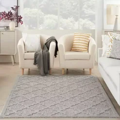 Discount Kirklands Home Soft Silver Trellis Outdoor Area Rug, 4x6