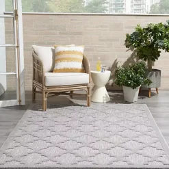 Discount Kirklands Home Soft Silver Trellis Outdoor Area Rug, 4x6