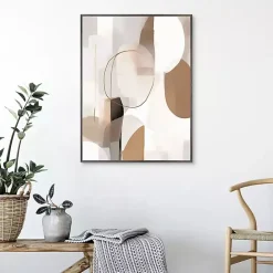 Sale Kirklands Home Soft Tan Shapes Framed Canvas Art Print