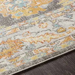 Sale Kirklands Home Soft Yellow and Gray Floral Area Rug, 8x12