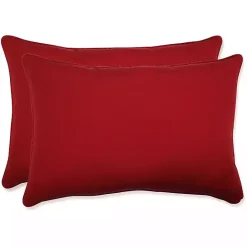 Kirklands Home Solid Outdoor Lumbar Pillows, Set of 2 Red