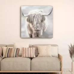 Best Kirklands Home Solo Highland Cow Canvas Art Print, 40x40 Gray