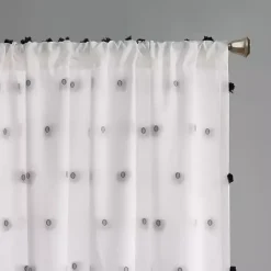 Kirklands Home Sophie Black Pom Pom Curtain Panel, 63 in.