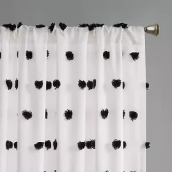 Online Kirklands Home Sophie Black Pom Pom Curtain Panel, 84 in.