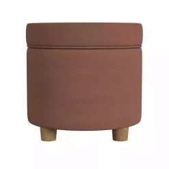 Clearance Kirklands Home Spice Round Velvet Storage Ottoman Brown