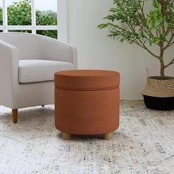 Clearance Kirklands Home Spice Round Velvet Storage Ottoman Brown