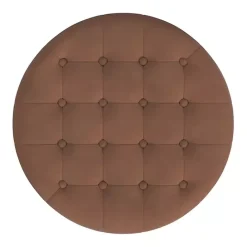 New Kirklands Home Spice Round Velvet Tufted Storage Ottoman Brown