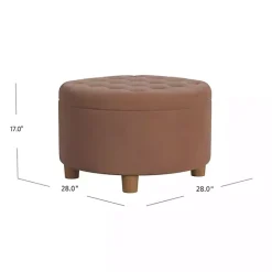 New Kirklands Home Spice Round Velvet Tufted Storage Ottoman Brown