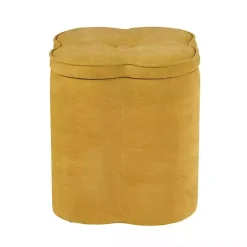 Outlet Kirklands Home Spice Chenille Flower Storage Ottoman Yellow